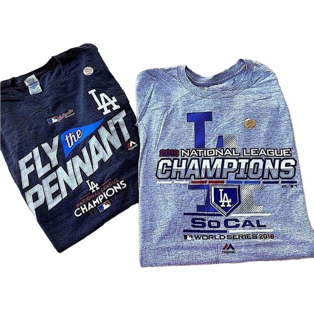 MLB LA Dodgers Baseball 2017 & 2018 NL Champ T-shirts XXL Authentic Collection